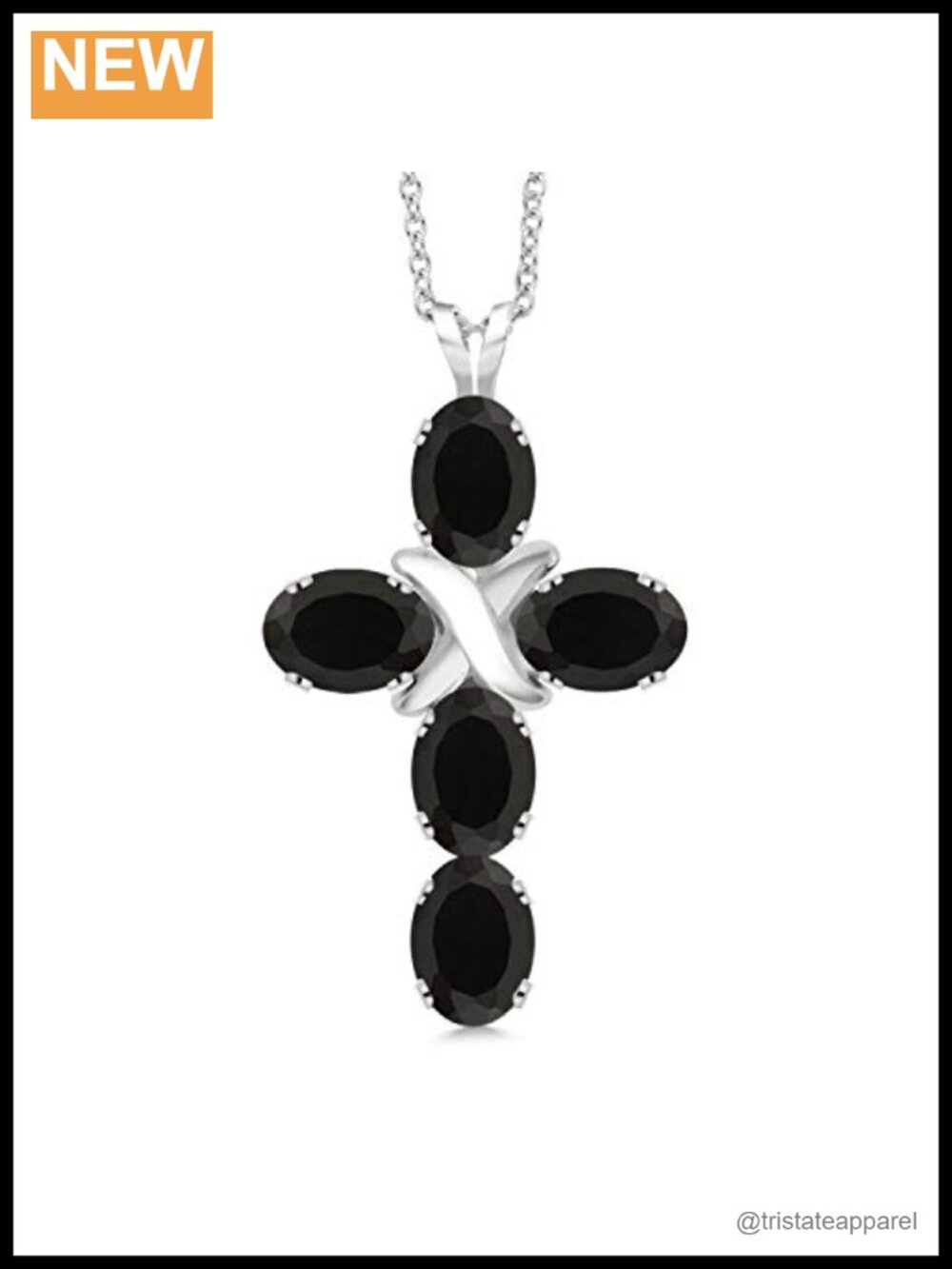 Sterling Silver Cross Pendant Necklace 6x4MM Birthstone 18 Inch Chain